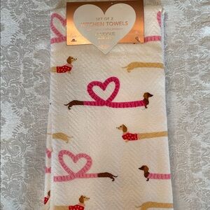 Dachshund  Valentine’s Day heart Pattern Kitchen Towels